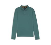 BOSS Mens Long Sleeve Polo Shirt Cotton Open Green 369 M