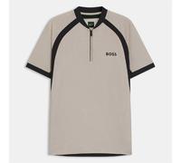 Boss Mens Matchball Zip Neck Mesh Polo Shirt in White - Size Small