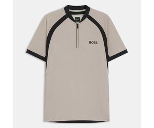 Boss Mens Matchball Zip Neck Mesh Polo Shirt in White - Size Small