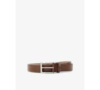 Boss Mens Medium Brown Logo-emed Leather Belt 34