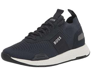 BOSS Men's Mesh Mix Running Sneakers, Midnight Blue, 5 UK