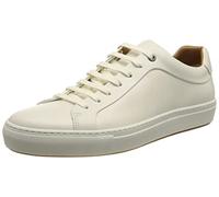 BOSS Mens Mirage Tenn Rubber-Sole Trainers in Burnished Leather Size 6 White