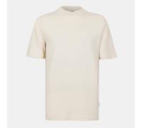 Boss Mens Mock Neck Ribbed Collar Short Sleeve T-Shirt in Open White - Size Small