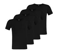 BOSS Men's Modern T-Shirts Cotton Stretch Slim Fit Crew Neck Pack of 4, Black001, L