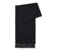 BOSS Mens Naster 35 * 180 Logo-label wool scarf with fringing