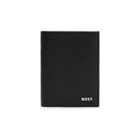 BOSS Mens New Crosstown Bifold Grained-Leather Card Holder with Logo Lettering