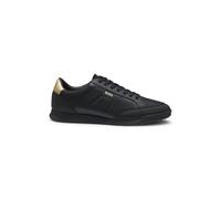 BOSS Mens Nitan Lowp Mixed-Material Trainers with Contrast Back tab Size 11 Black
