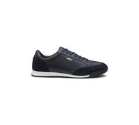 BOSS Mens Nitan Lowp Suede-Trim Trainers with Ribbed Sole Size Dark Blue