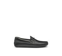 BOSS Mens Noel Mocc Leather Loafers with Branded Hardware Size 12 Black