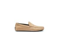 BOSS Mens Noel Mocc Nubuck-Leather Loafers with Driver Sole Size 12 Beige