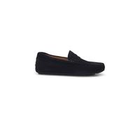 BOSS Mens Noel Mocc Portuguese-Crafted Moccasin Loafers in Suede with Penny Trim Size 11 Dark Blue