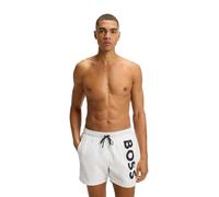 BOSS Mens Octopus Swim Shorts with Bold Branding White L