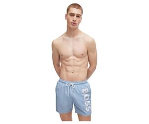BOSS Mens Octopus Vertical-logo-print swim shorts in quick-dry poplin