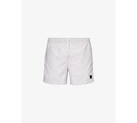 Boss Mens Open White Logo-patch Regular-fit Recycled-polyester Swim Shorts Xl