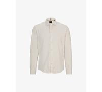 Boss Mens Open White Mirco Circle-print Regular-fit Cotton Shirt Xxxl