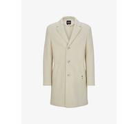 Boss Mens Open White Tailored Single-breasted Virgin-wool Coat 36