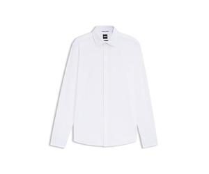 BOSS Mens P-HANK-K-261 Slim-fit Shirt in Performance-Stretch Structured Jersey White