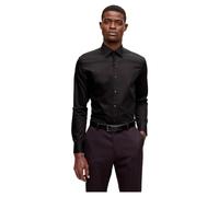 BOSS Mens P-HANK-s-kent-C1-222 Performance-Stretch Slim-fit Shirt in Cotton-Blend Jersey Black