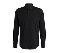 BOSS Mens P-HANK-s-kent-C1-222 Performance-Stretch Slim-fit Shirt in Cotton-Blend Jersey Black