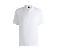 BOSS Mens P-Paras 25 Cotton-Blend Polo Shirt with Seersucker Structure White