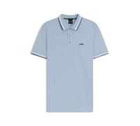 BOSS Green Paddy Mens Cotton-Piqué Polo Shirt with Contrast Logo - Bright Blue