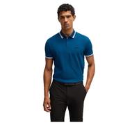 BOSS Green Paddy Mens Cotton-Piqué Polo Shirt with Contrast Logo - Blue - Size X-Large