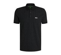 (M, Black) Hugo Boss Mens 2025 Paddy Striped Cotton Blend Regular Fit Golf Polo Shirt