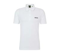 Boss Mens Paddy Tech Contrast Logo Polo Shirt - White - 3XL - White - 72% Recycled Polyester/22% Polyester/6% Elastane