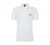 Boss Mens Paddy Tech Contrast Logo Polo Shirt - White - XXL - White - 72% Recycled Polyester/22% Polyester/6% Elastane