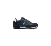 BOSS Mens Parkour-L Runn Mixed-Material Trainers with Branded Side Panel Size 5 Dark Blue