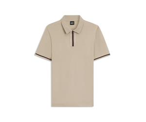 BOSS Mens Parlay 185 Interlock-Cotton Polo Shirt with Contrast Tipping