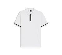 BOSS Mens Parlay 185 Interlock-Cotton Polo Shirt with Contrast Tipping White
