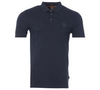 Boss Mens Passenger Logo Patch Sustainable Slim Fit Polo Shirt - Dark Blue Cotton - Size Small