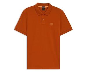 BOSS Mens Passenger Polo Shirt Short Sleeve Cotton Open Orange 842 L