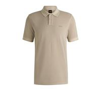 Boss Orange Passertip Mens Short Sleeve Polo Shirt With Tipped Collar - Beige - Size Large