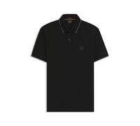 Boss Orange Passertip Mens Short Sleeve Polo Shirt With Tipped Collar - Black - Size Medium
