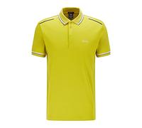 BOSS Mens Paule 2 Organic-Cotton Polo Shirt with Logo and Printed Stripes Green