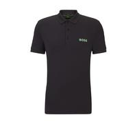 Boss Mens Paule Mesh Logo Slim Fit Polo Shirt in Charcoal Cotton - Size Large