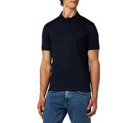 BOSS Mens Paule Mirror Interlock-Cotton Slim-fit Polo Shirt with foil-Print Details Blue