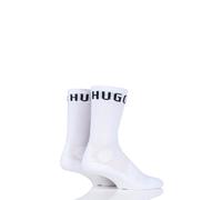 BOSS Mens Plain Cotton Ribbed Sports Crew Socks Multipack of 2 in White & Black