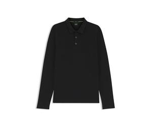 BOSS Mens Plisy Long-Sleeved Cotton Piqué Polo