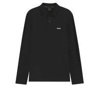 Boss Mens Plisy Long-Sleeved Polo Shirt - Black - 3XL - Black - 100% Cotton