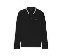 BOSS Mens Plisy Polo Shirt Long Sleeve Black S