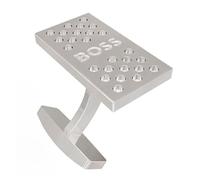 BOSS Men's Polished Silver Tone Embossed Rectangular Cufflinks