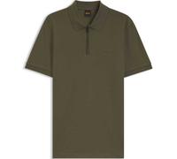 BOSS Mens Polo Shirt Hugo Boss Passerzip Stretch Cotton Slim Fit Polo in Olive