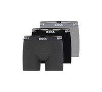 BOSS Men's Power 3-Pack Bold Logo Boxer Briefs, Grey/Charcoal/Black, S (Pack of 3)