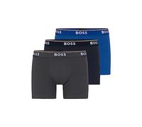 BOSS Men's Power 3-Pack Bold Logo Boxer Briefs, True Blue/Sky Captain/Forged Iron, L (Pack of 3)