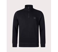 BOSS Cotton-terry zip-neck sweatshirt with logo patch - Style Zetrust, 50468926 Black L