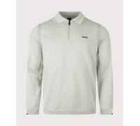 BOSS Mens Ever-X Collared Quarter Zip Knit Jumper - Colour: 357 Open Green - Size: Medium