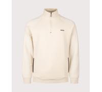 BOSS Mens Regular Fit Sense Quarter Zip Sweatshirt - Colour: 132 Open White - Size: Medium